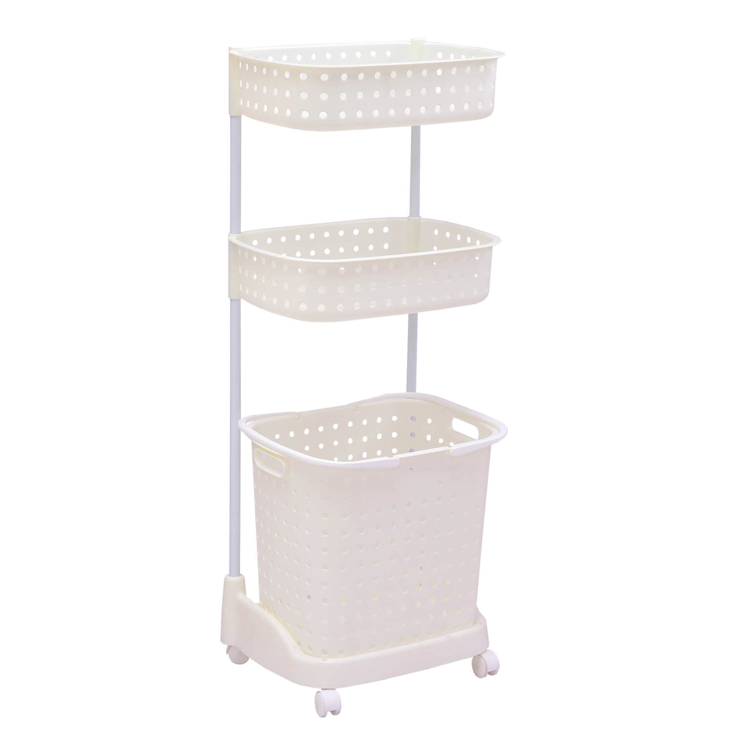 3 Tier Bathroom Laundry Clothes Baskets Mobile Rack