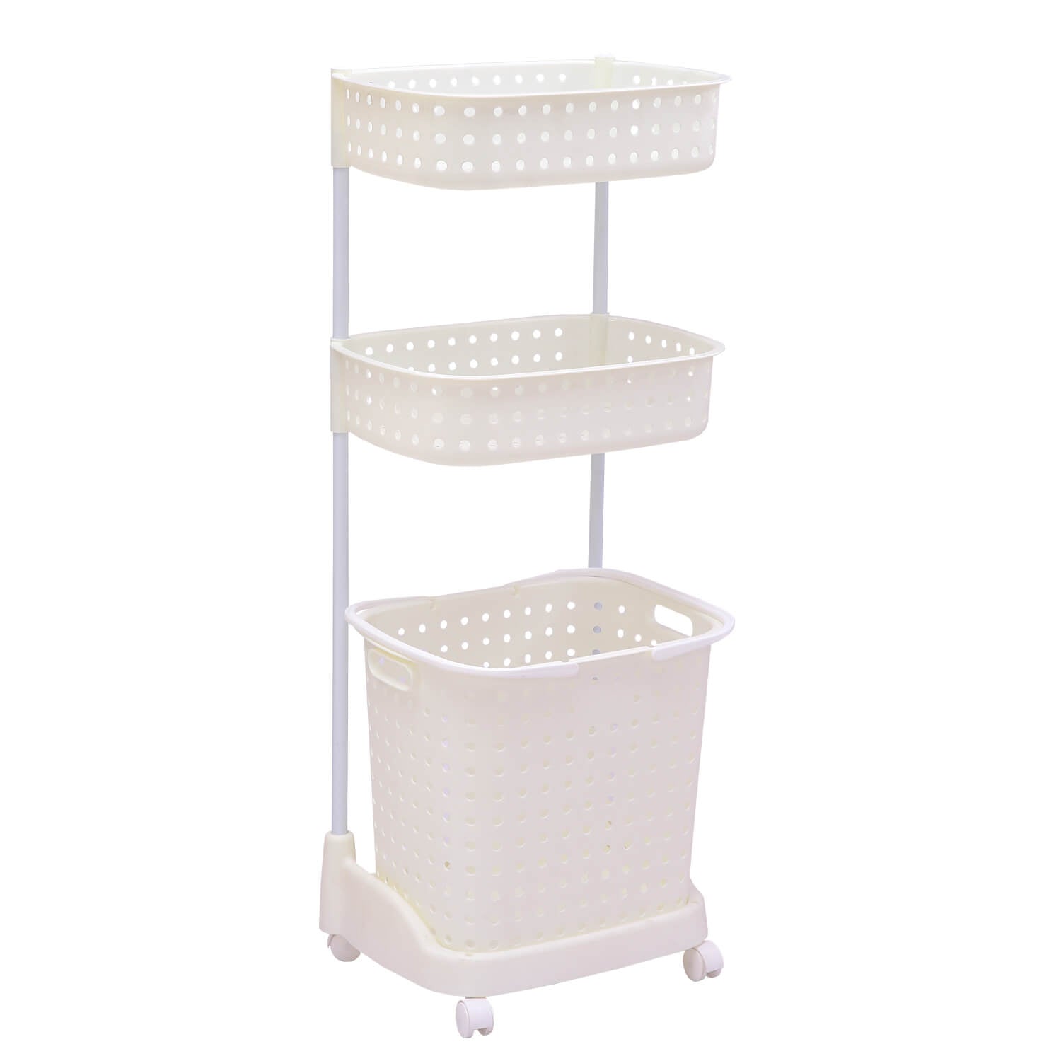 3 Tier Bathroom Laundry Clothes Baskets Mobile Rack