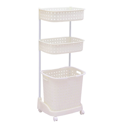 3 Tier Bathroom Laundry Clothes Baskets Mobile Rack