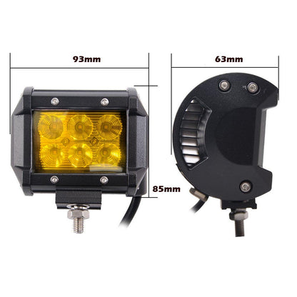 2X 4" Flood Led Light Bar Offroad Work Lamp Truck Yellow