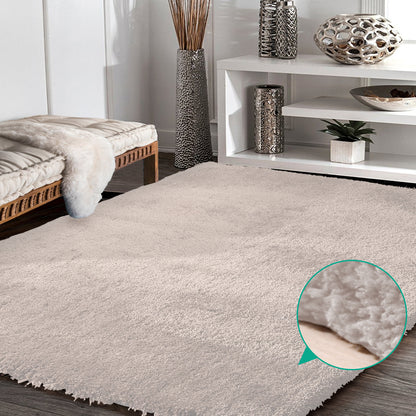 Ultra Soft Anti Slip Rectangle Plush Shaggy Floor Rug Carpet 120x170cm Beige