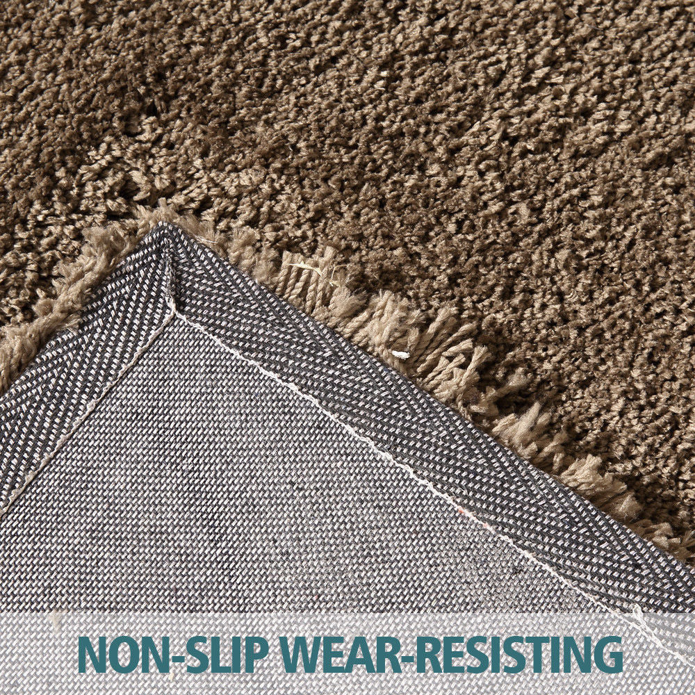 Ultra Soft Anti Slip Rectangle Plush Shaggy Floor Rug Carpet 120x170cm Taupe