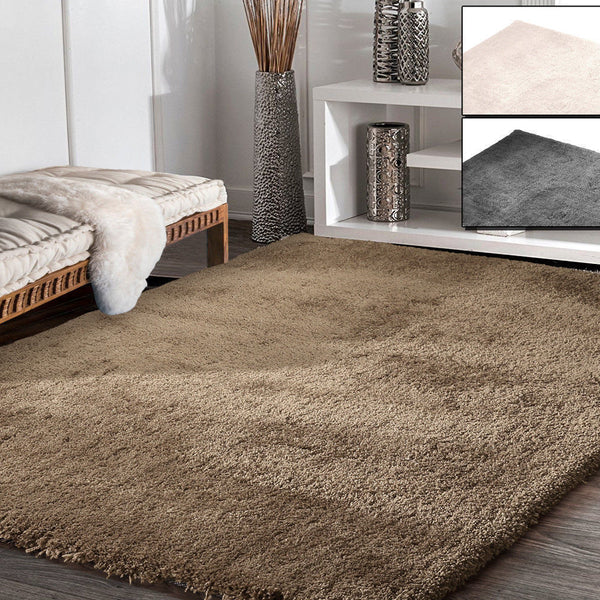  Ultra Soft Anti Slip Rectangle Plush Shaggy Floor Rug Carpet in Taupe 60x220cm