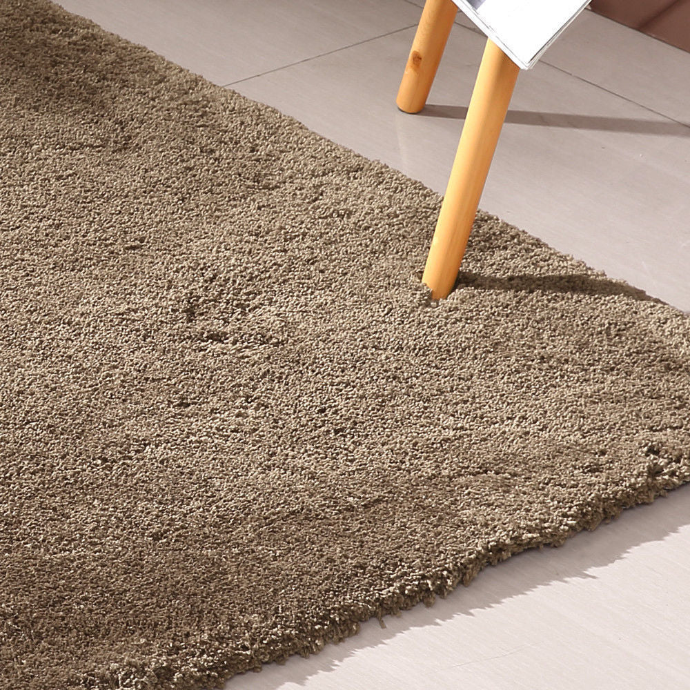 Ultra Soft Anti Slip Rectangle Plush Shaggy Floor Rug Carpet 120x170cm Taupe