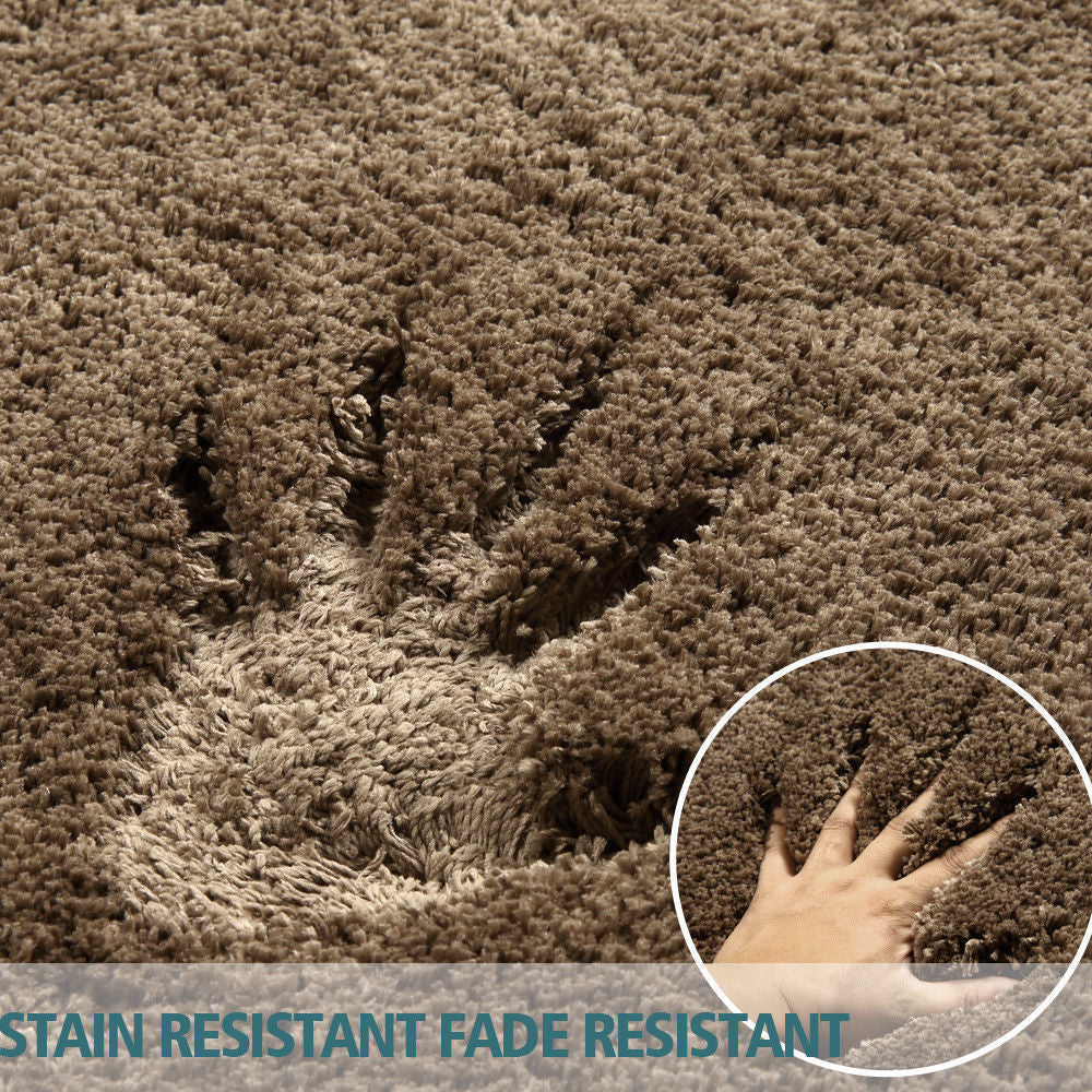 Ultra Soft Anti Slip Rectangle Plush Shaggy Floor Rug Carpet 120x170cm Taupe
