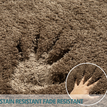 Ultra Soft Anti Slip Rectangle Plush Shaggy Floor Rug Carpet in Taupe 90x150cm