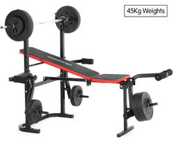 Powertrain Home Gym Workout Bench Press with 45kg Weights