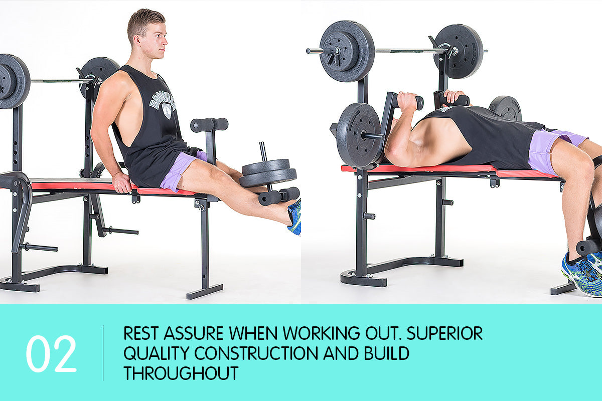 Powertrain Home Gym Workout Bench Press with 45kg Weights