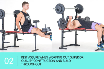 Powertrain Home Gym Workout Bench Press with 45kg Weights