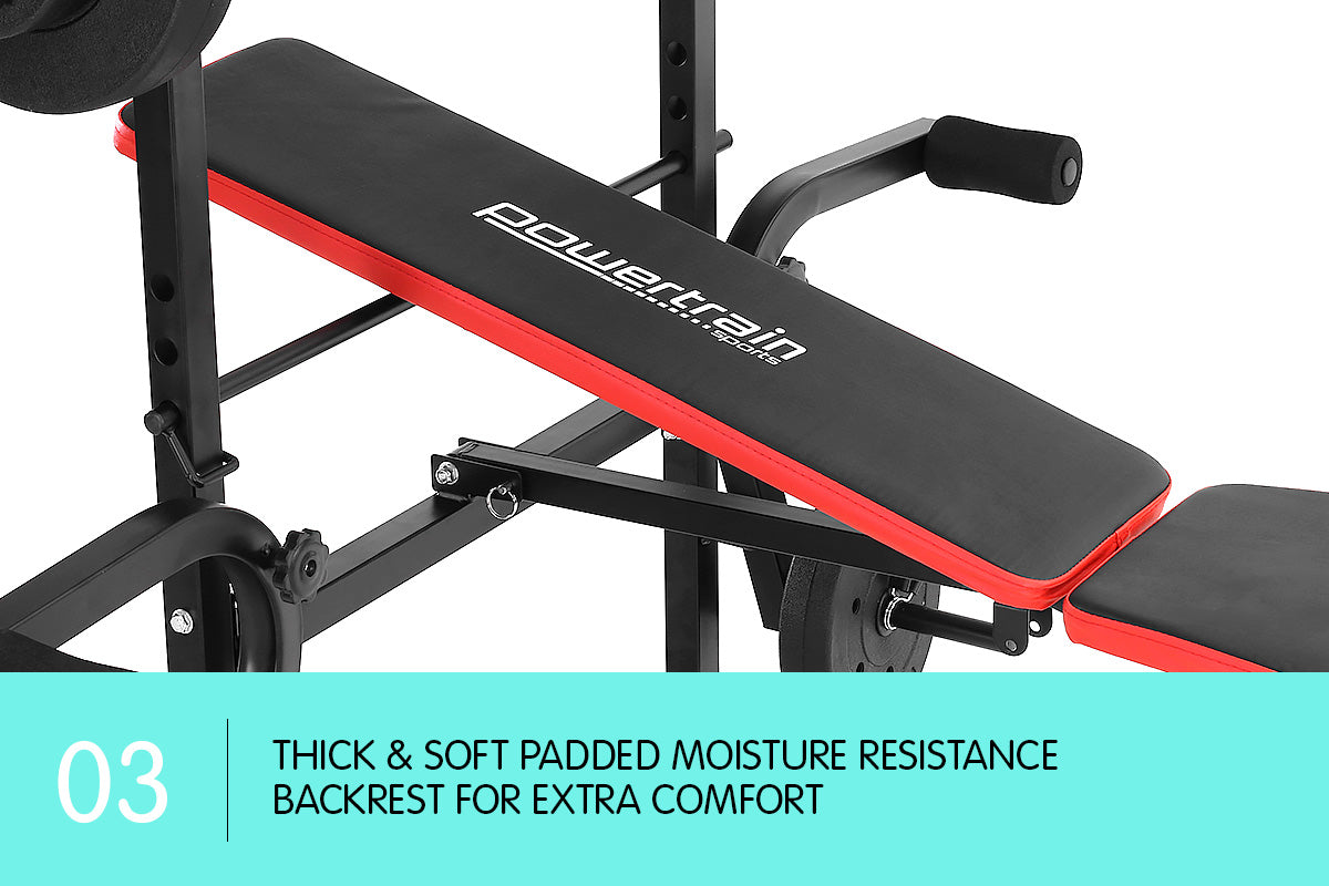 Powertrain Home Gym Workout Bench Press with 45kg Weights