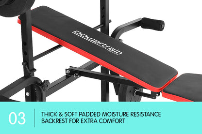 Powertrain Home Gym Workout Bench Press with 45kg Weights
