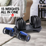 48kg Powertrain Adjustable Dumbbell Home Gym Set Blue