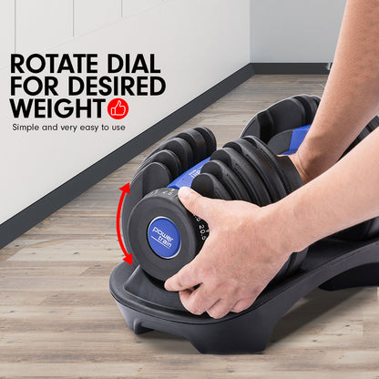 48kg Powertrain Adjustable Dumbbell Home Gym Set Blue