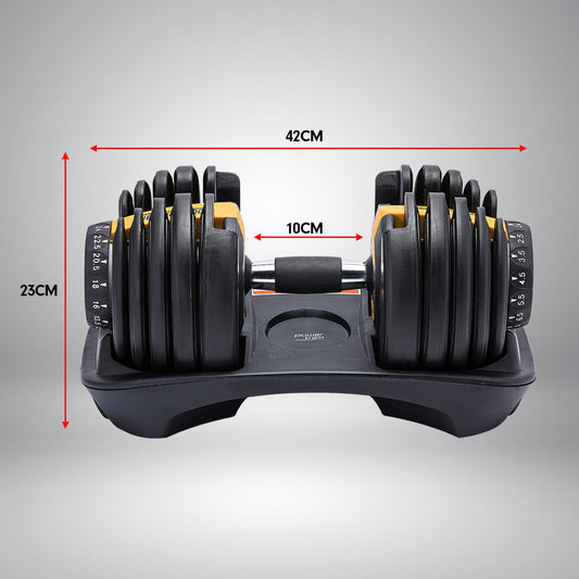 48kg Powertrain Adjustable Dumbbell Home Gym Set Gold