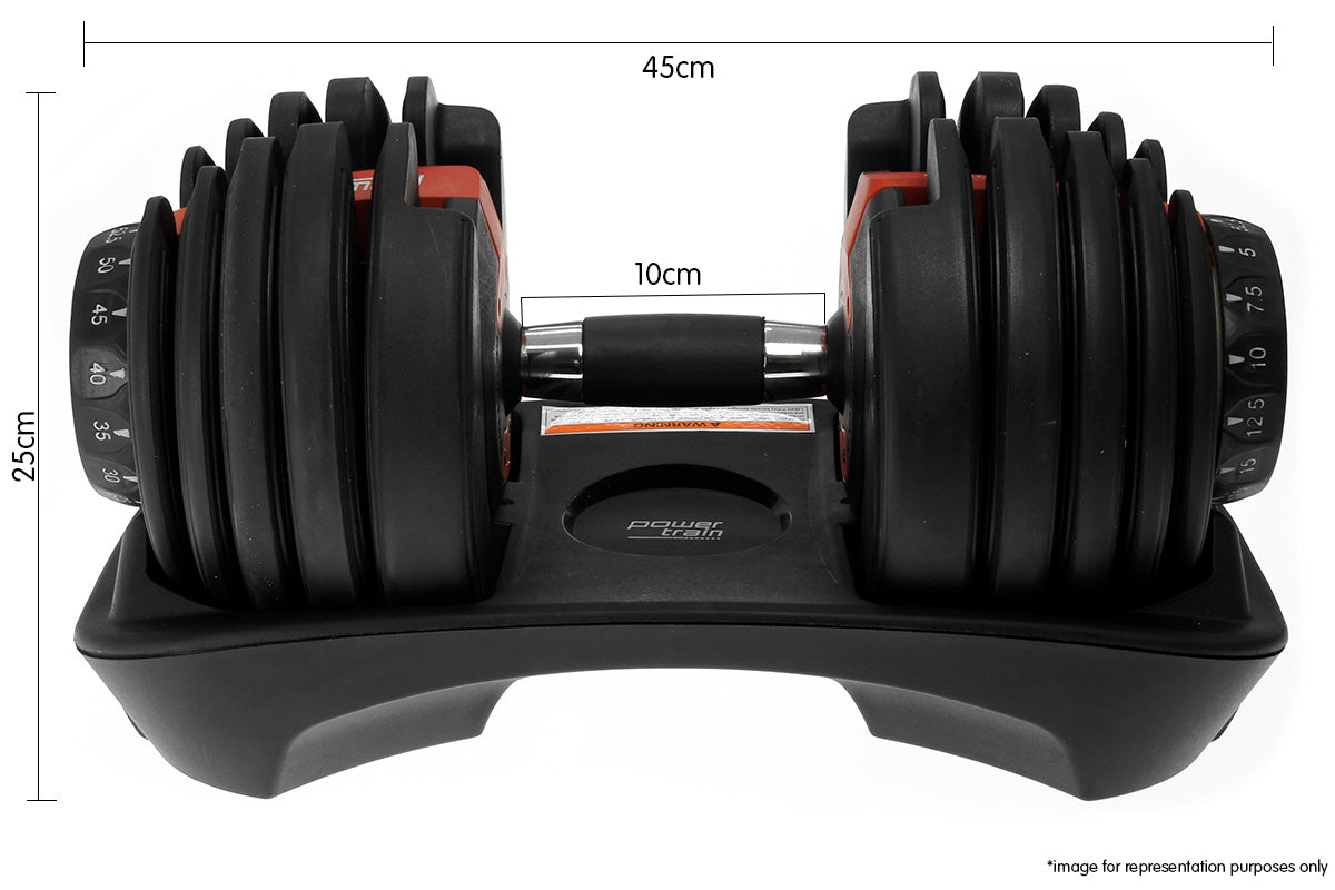 40kg Powertrain Home Gym Adjustable Dumbbell