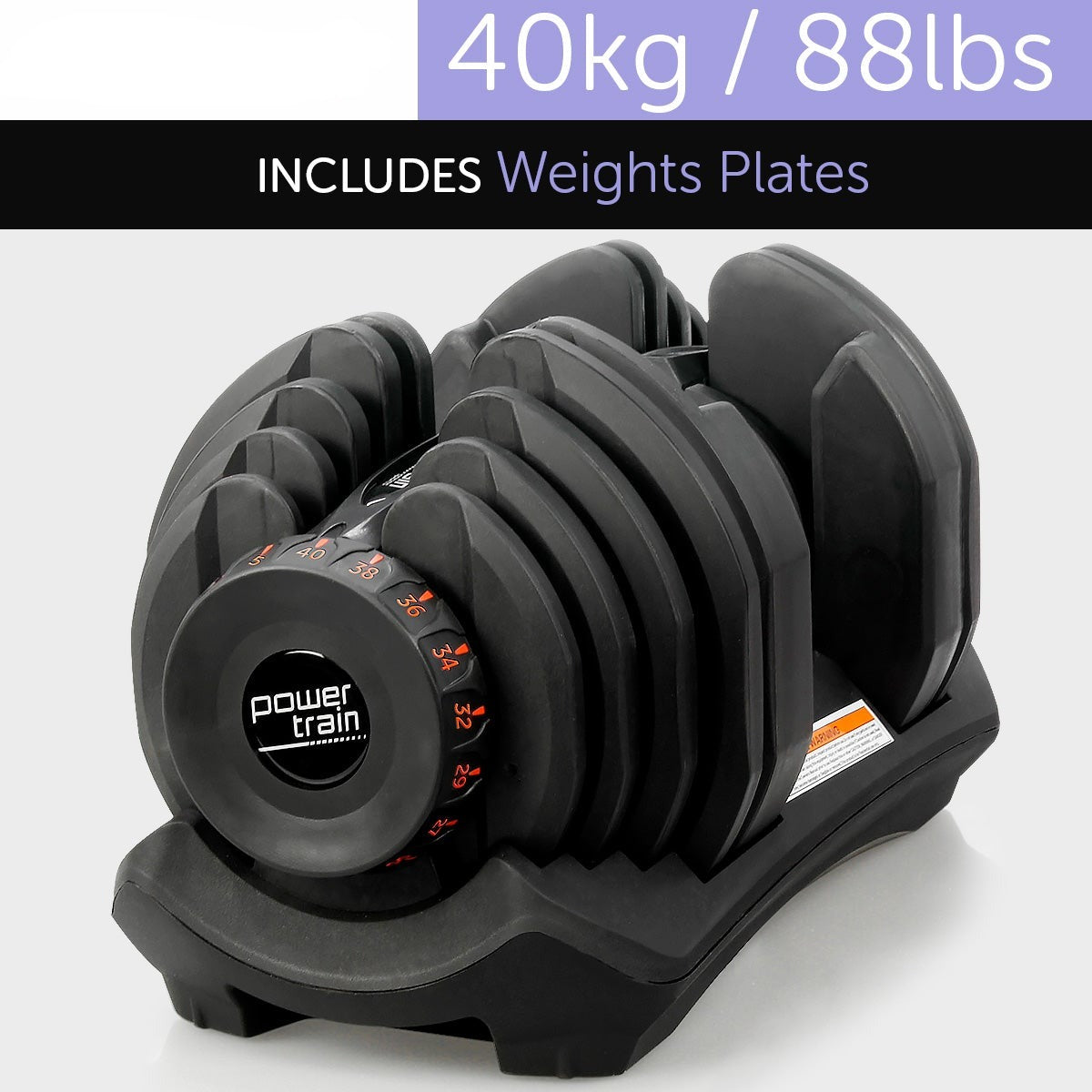40kg Powertrain Home Gym Adjustable Dumbbell