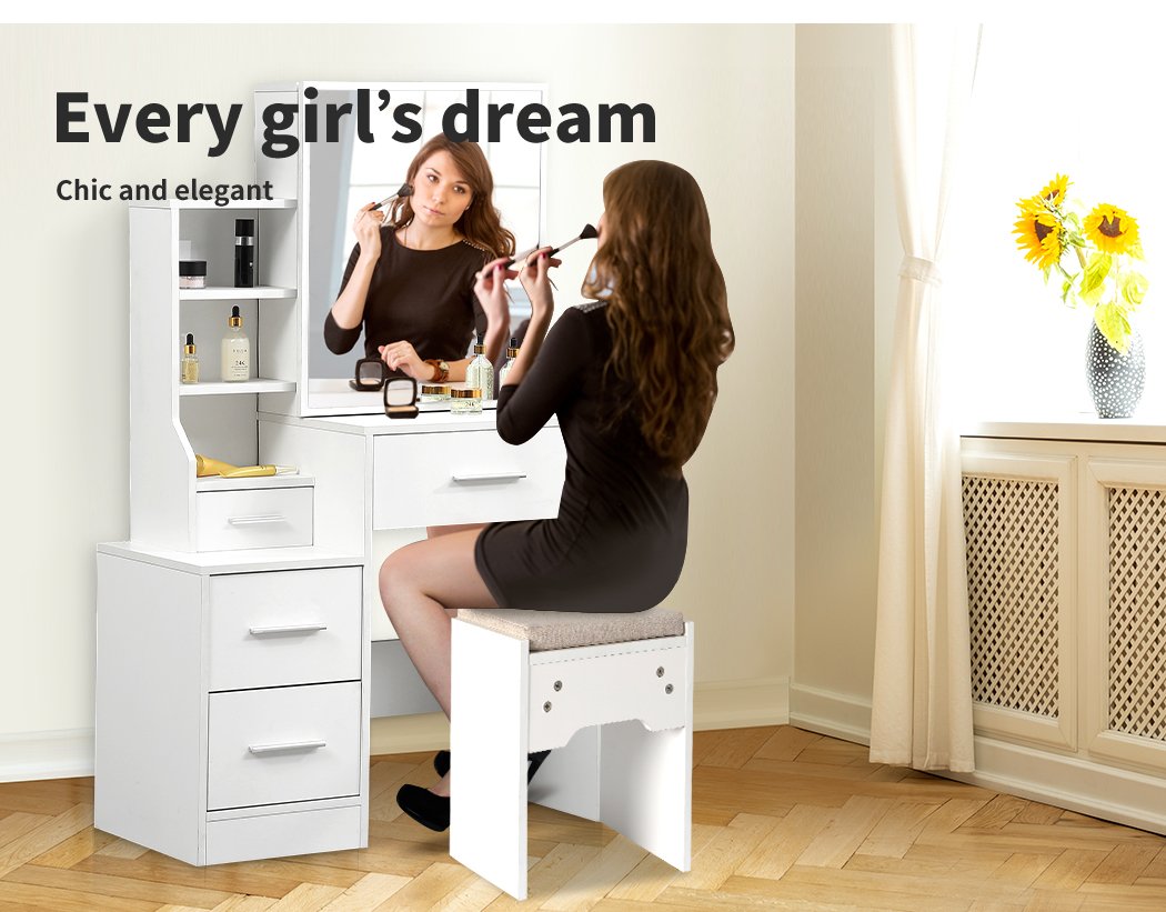 Dressing Table Set Stool Mirrors Jewellery Cabinet Makeup Organizer