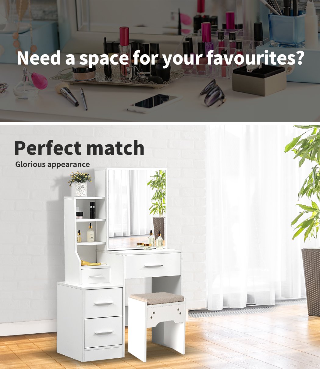 Dressing Table Set Stool Mirrors Jewellery Cabinet Makeup Organizer