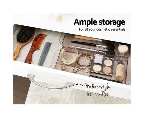 Dressing Table Stool Makeup Mirror Drawer White Jewellery Cabinet