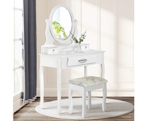 Dressing Table Stool Makeup Mirror Drawer White Jewellery Cabinet
