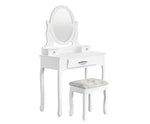 Dressing Table Stool Makeup Mirror Drawer White Jewellery Cabinet