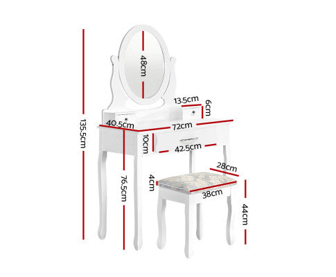 Dressing Table Stool Makeup Mirror Drawer White Jewellery Cabinet