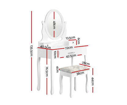 Dressing Table Stool Makeup Mirror Drawer White Jewellery Cabinet