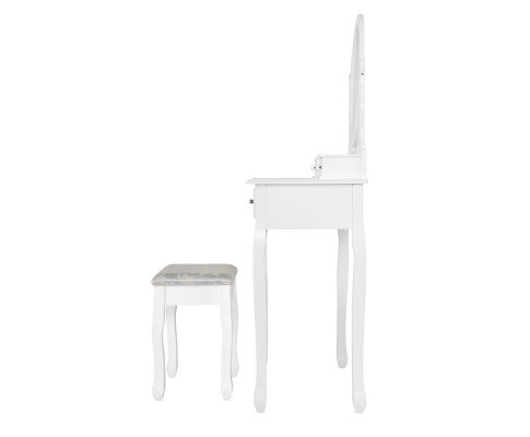 Dressing Table Stool Makeup Mirror Drawer White Jewellery Cabinet