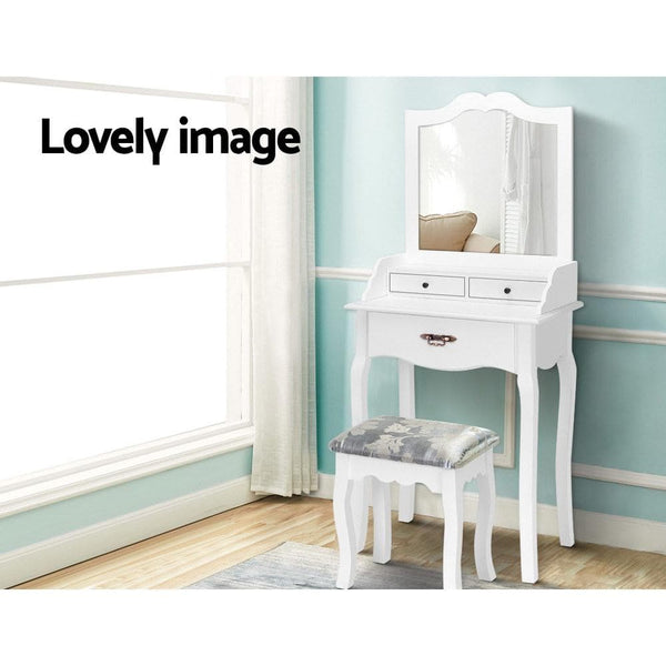  Dressing Table Stool Mirror Jewellery Cabinet 3 Drawers Chair Organizer