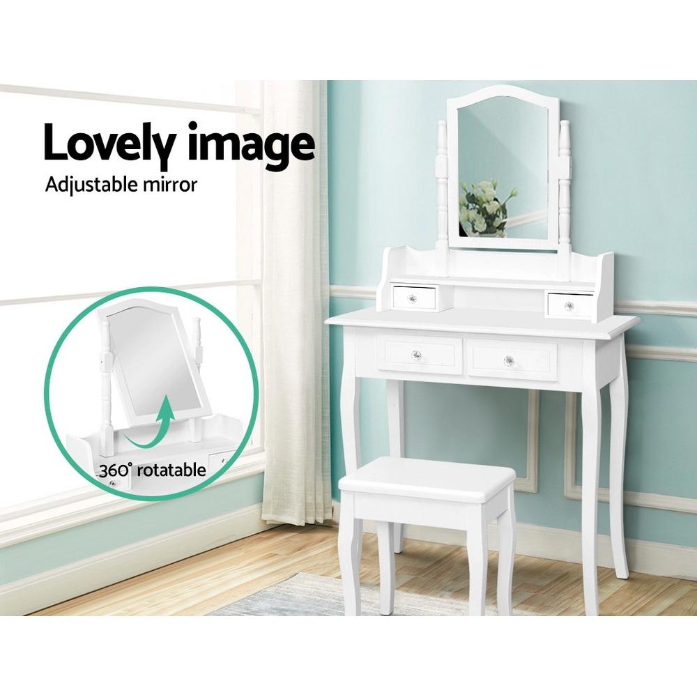 Bedroom Dressing Table Stool Mirror Jewellery Cabinet White Tables Drawers Box Organizer