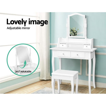 Bedroom Dressing Table Stool Mirror Jewellery Cabinet White Tables Drawers Box Organizer