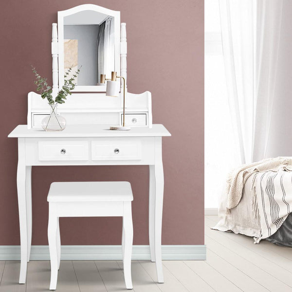  Dressing Table Stool Mirror Jewellery Cabinet White Tables Drawers Box Organizer