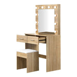 Dressing Table Stool Set Makeup Mirror Storage Desk 10 LED Bulbs