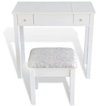 Dressing Table with Stool and 1 Flip-up Mirror White