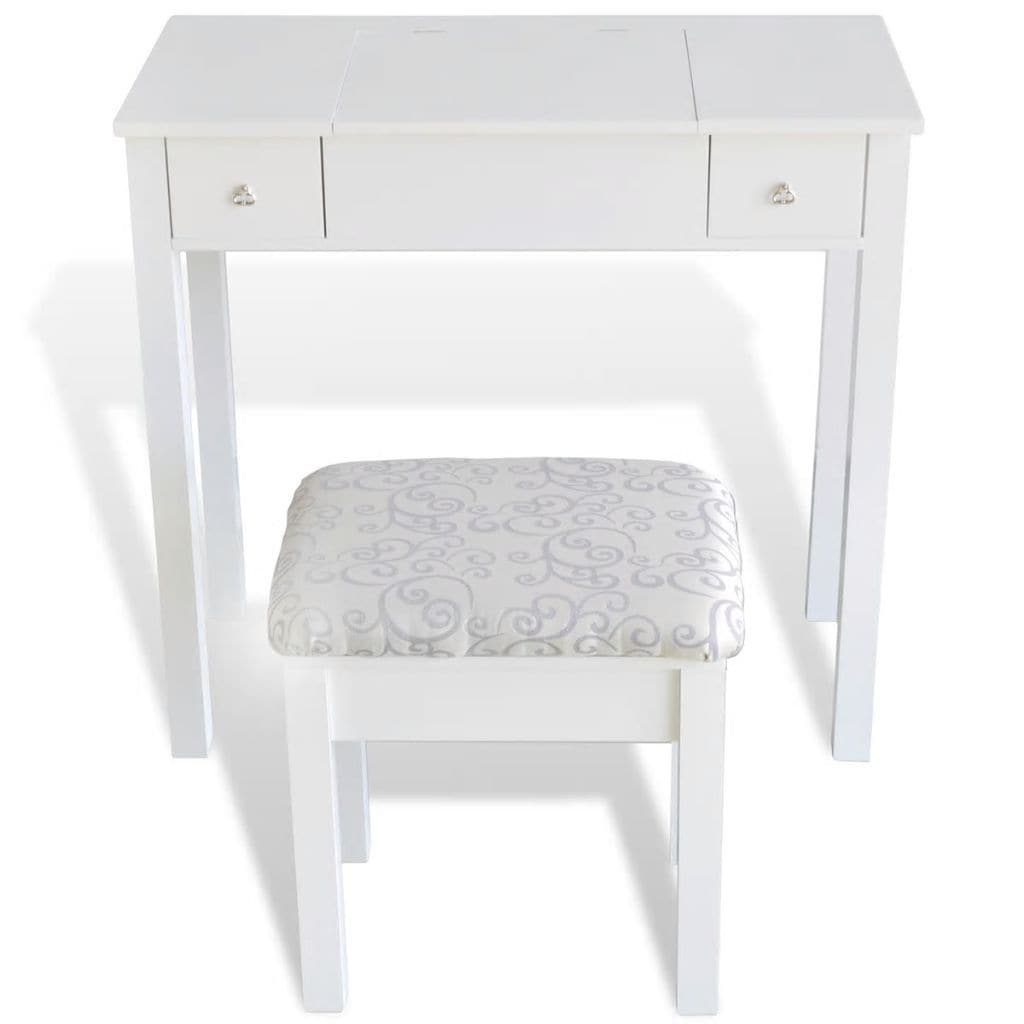 vidaxl40- Dressing Table with Stool and 1 Flip-up Mirror White