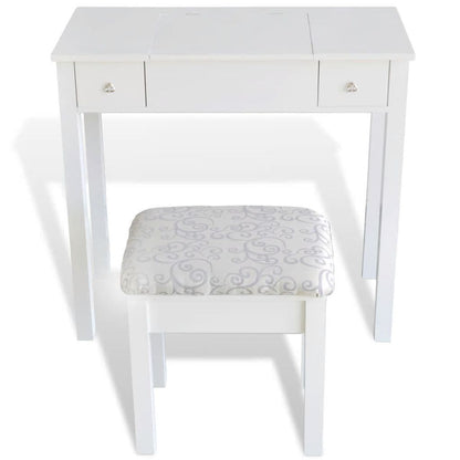 vidaxl40- Dressing Table with Stool and 1 Flip-up Mirror White