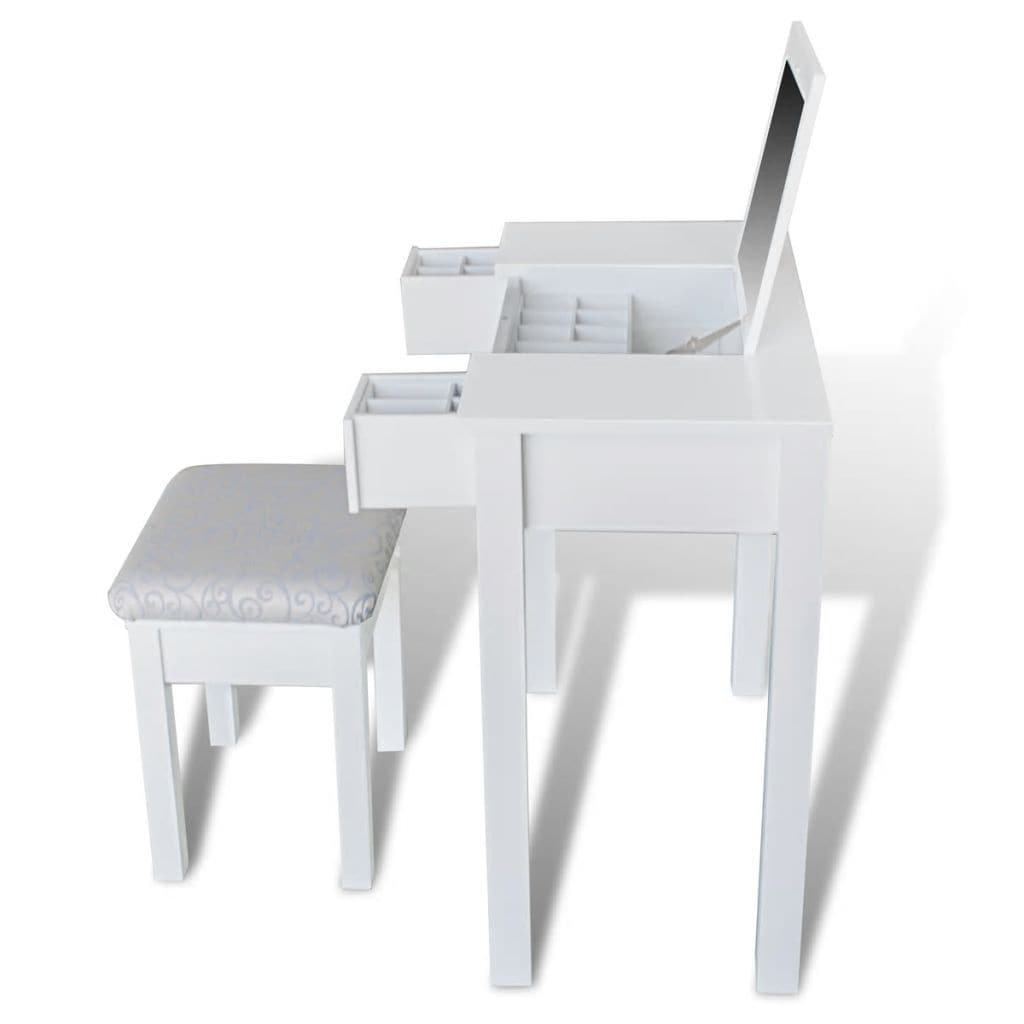 vidaxl40- Dressing Table with Stool and 1 Flip-up Mirror White