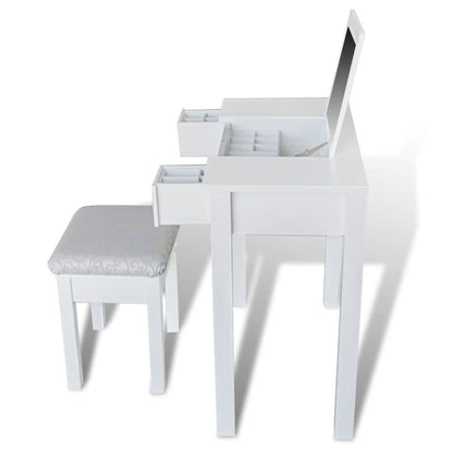 vidaxl40- Dressing Table with Stool and 1 Flip-up Mirror White