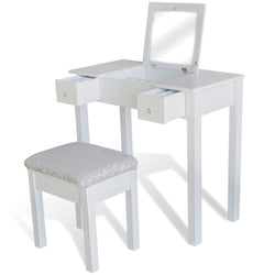 vidaxl40- Dressing Table with Stool and 1 Flip-up Mirror White