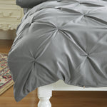 Diamond Pintuck Duvet Cover Pillow Case Set in Full Size in Charcoal