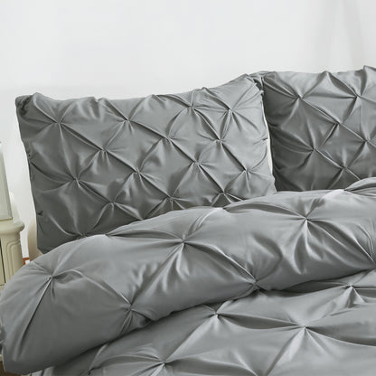 Diamond Pintuck Duvet Cover Pillow Case Set in Full Size in Charcoal