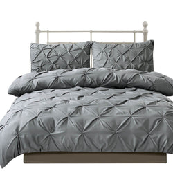 Diamond Pintuck Duvet Cover Pillow Case Set in Full Size in Charcoal