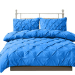 Diamond Pintuck Duvet Cover and Pillow Case Set in UK Size in Navy Colour