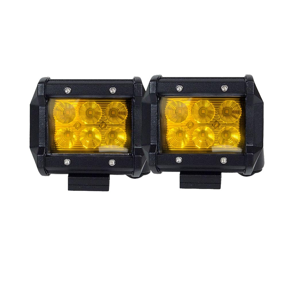 2X 4" Flood Led Light Bar Offroad Work Lamp Truck Yellow