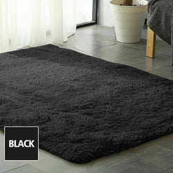 Designer Soft Shag Shaggy Floor Confetti Rug Carpet Home Decor 300x200cm Black