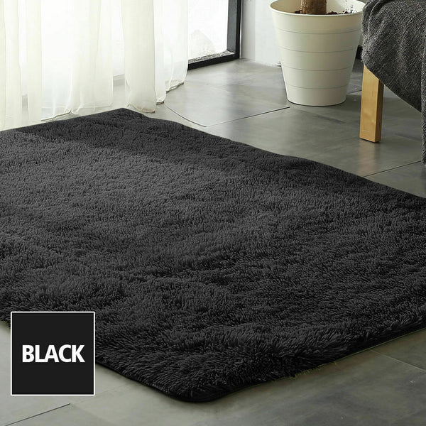  Designer Soft Shag Shaggy Floor Confetti Rug Carpet Home Decor 120x160cm Black