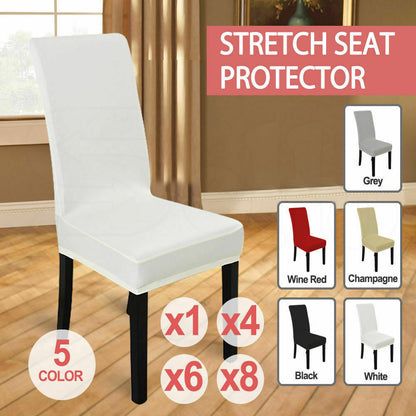 1x Stretch Elastic Chair Covers Dining Room Wedding Banquet Washable White