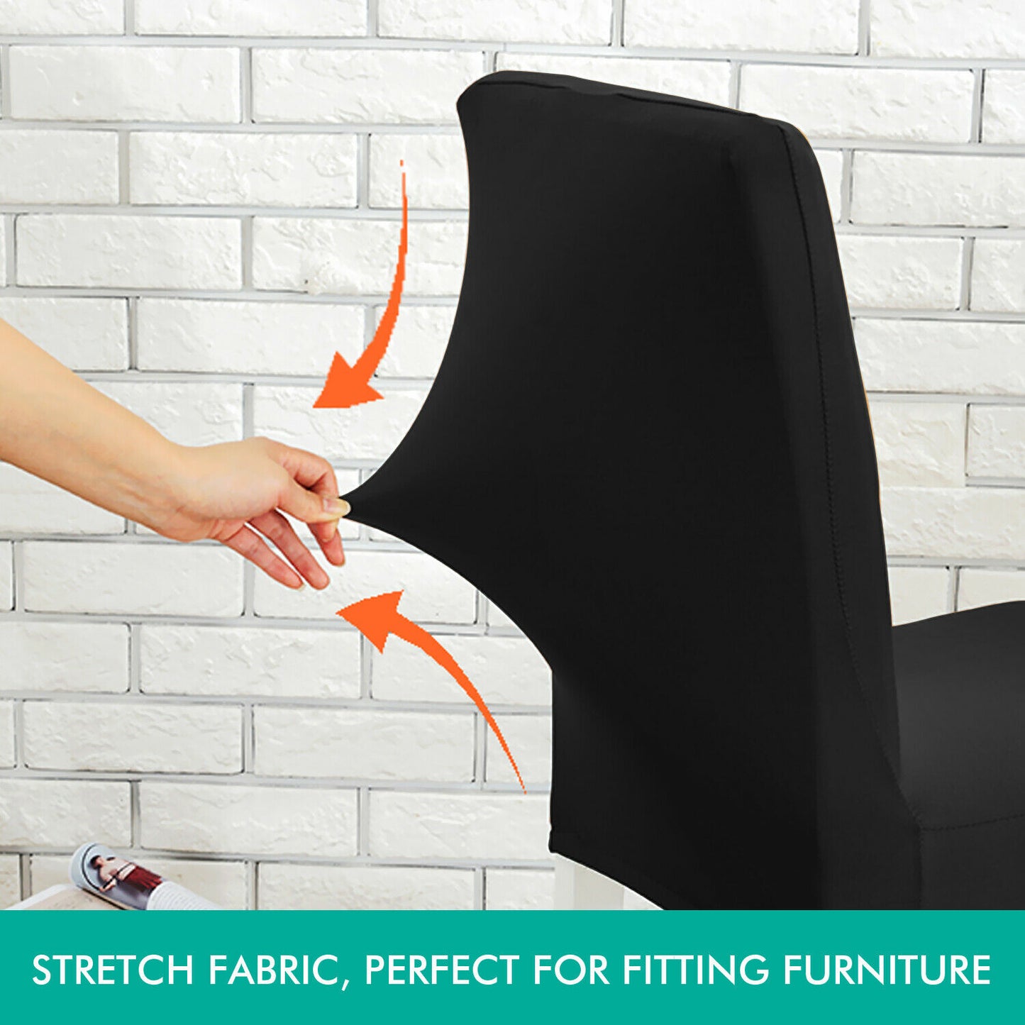 6x Stretch Elastic Chair Covers Dining Room Wedding Banquet Washable Black
