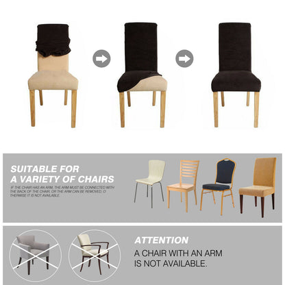 6x Stretch Elastic Chair Covers Dining Room Wedding Banquet Washable Black