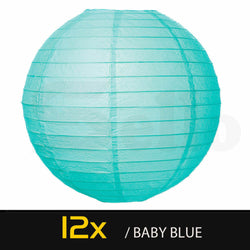 12" Paper Lanterns for Wedding Party Festival Decoration - Blue and White Colours